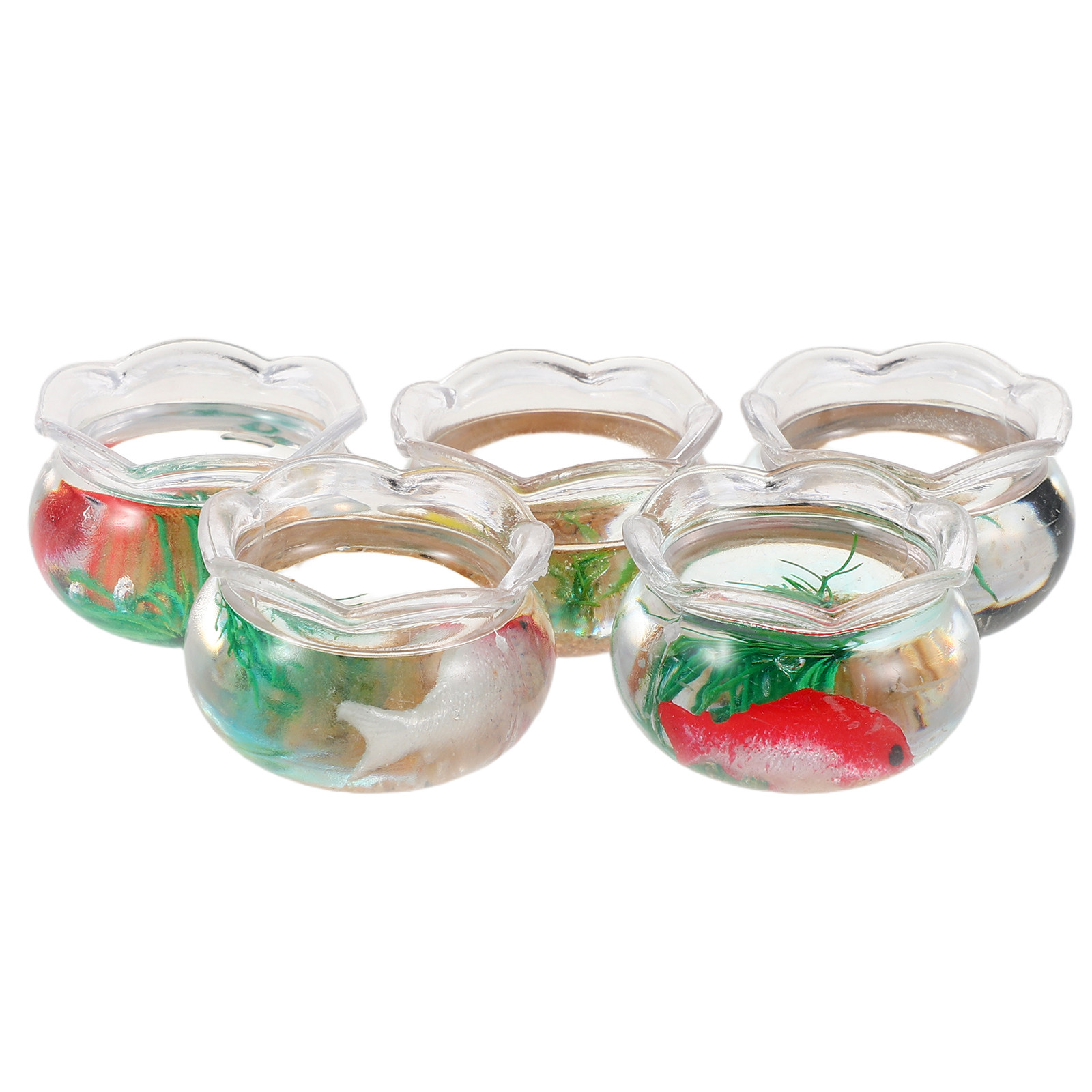 Planted Aquarium With Fish - 5Pcs Mini Fish Bowl Small Round